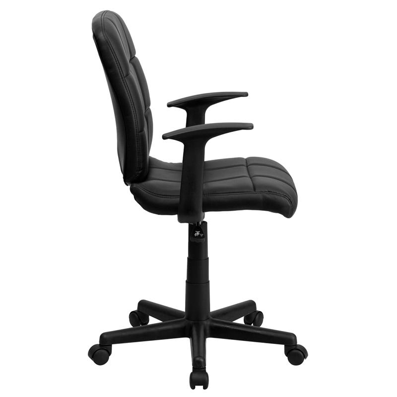 Mid-Back Black Quilted Vinyl Swivel Task Office Chair With Arms By Flash Furniture | Office Chairs | Modishstore - 2