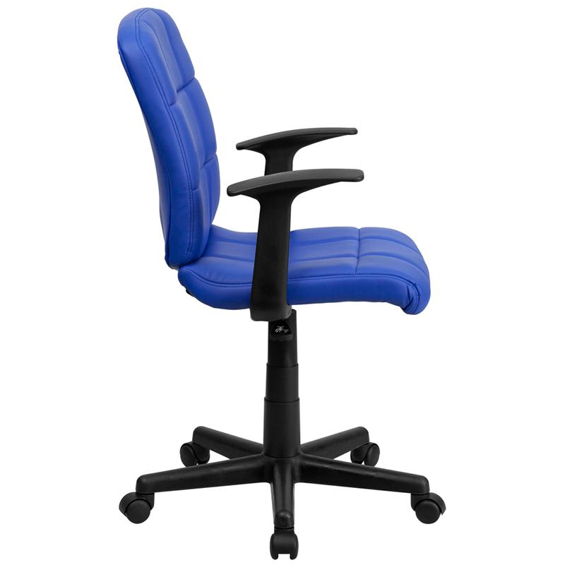 Mid-Back Blue Quilted Vinyl Swivel Task Office Chair With Arms By Flash Furniture | Office Chairs | Modishstore - 2