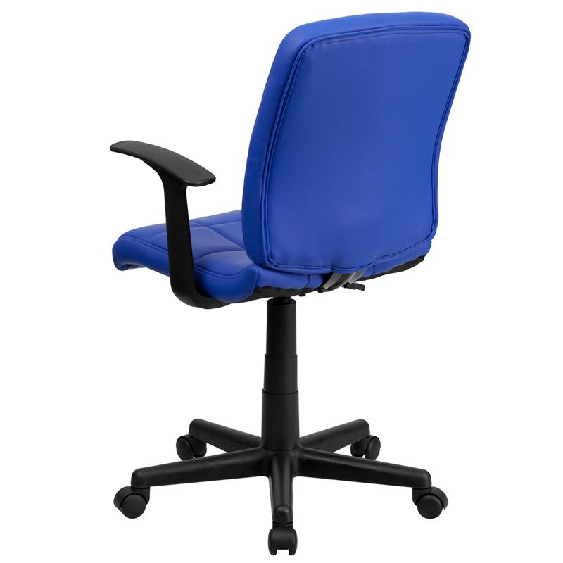 Mid-Back Blue Quilted Vinyl Swivel Task Office Chair With Arms By Flash Furniture | Office Chairs | Modishstore - 3