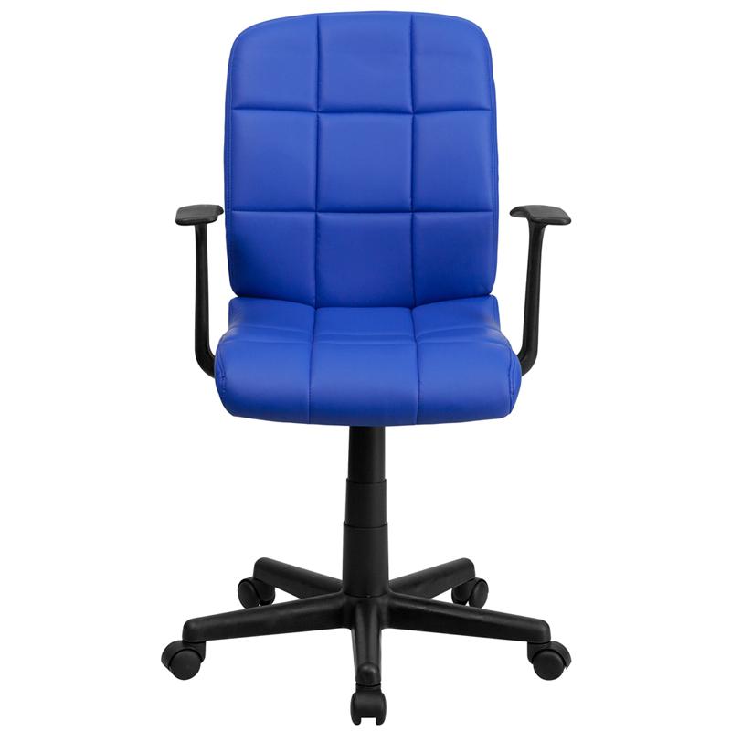 Mid-Back Blue Quilted Vinyl Swivel Task Office Chair With Arms By Flash Furniture | Office Chairs | Modishstore - 4
