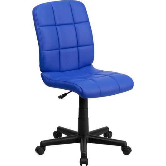 Mid-Back Blue Quilted Vinyl Swivel Task Office Chair By Flash Furniture | Office Chairs | Modishstore