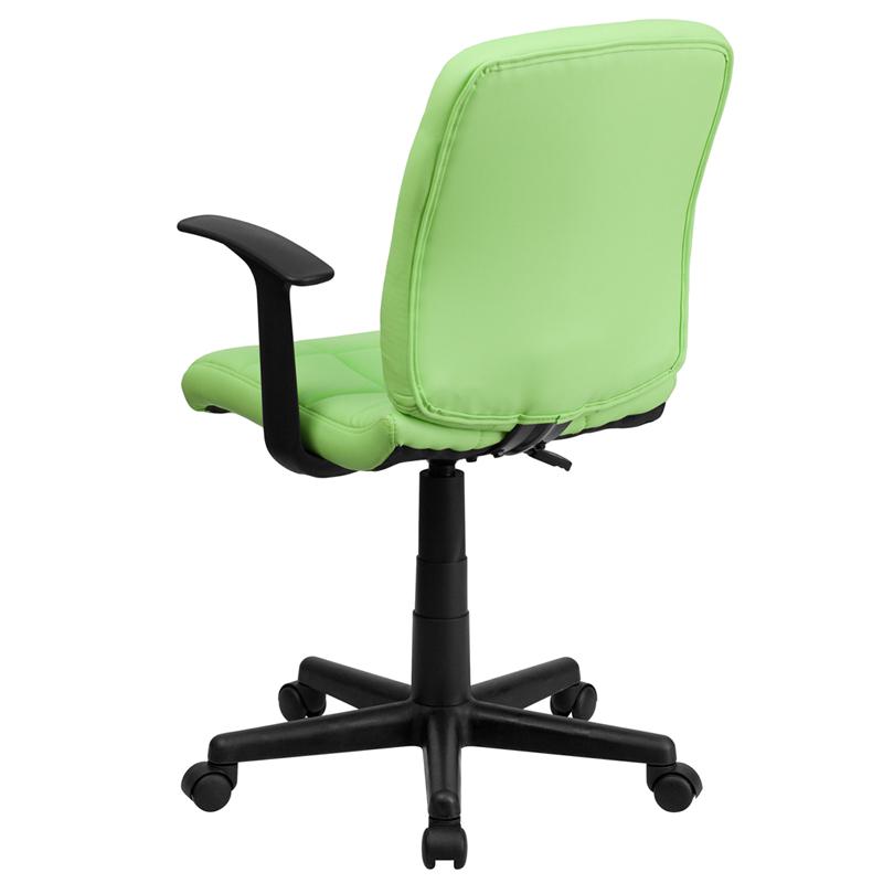 Mid-Back Green Quilted Vinyl Swivel Task Office Chair With Arms By Flash Furniture | Office Chairs | Modishstore - 3