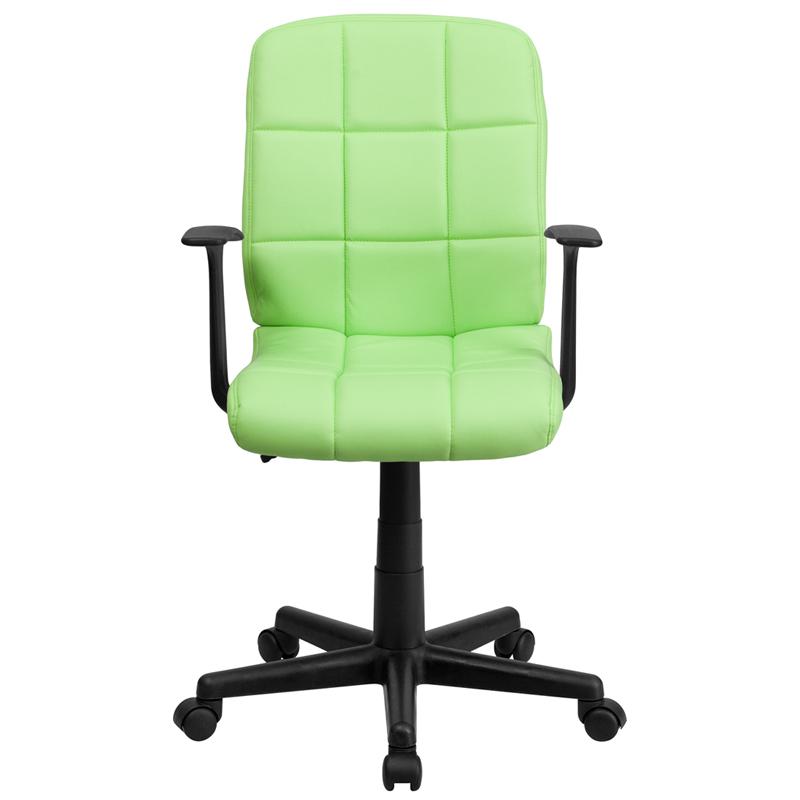 Mid-Back Green Quilted Vinyl Swivel Task Office Chair With Arms By Flash Furniture | Office Chairs | Modishstore - 4