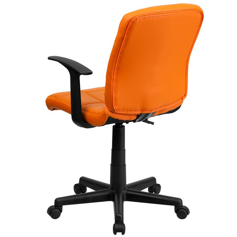 Mid-Back Orange Quilted Vinyl Swivel Task Office Chair With Arms By Flash Furniture | Office Chairs | Modishstore - 3