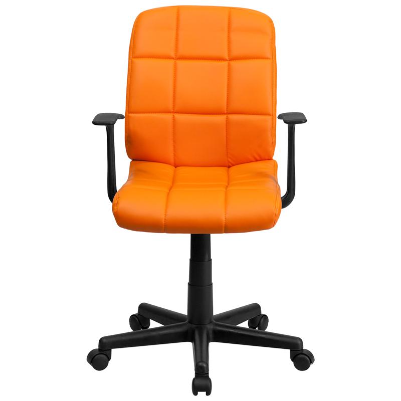 Mid-Back Orange Quilted Vinyl Swivel Task Office Chair With Arms By Flash Furniture | Office Chairs | Modishstore - 4