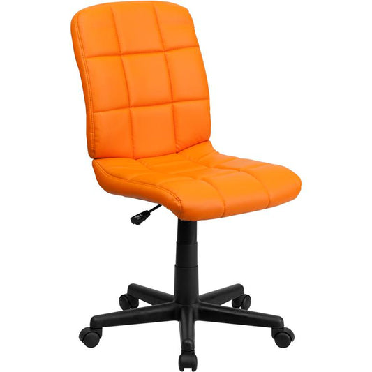 Mid-Back Orange Quilted Vinyl Swivel Task Office Chair By Flash Furniture | Office Chairs | Modishstore