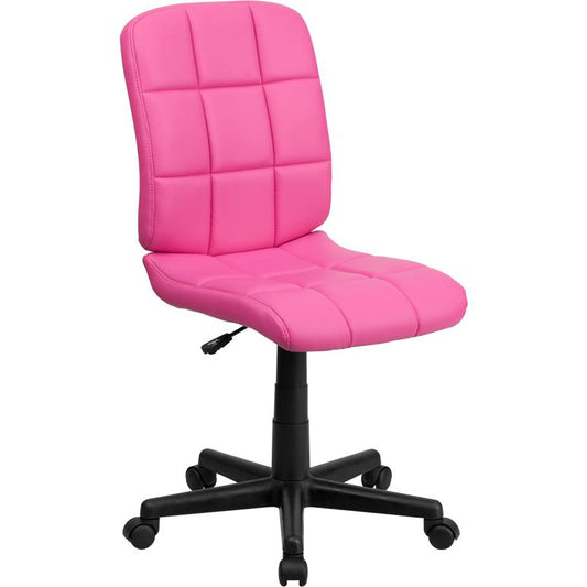 Mid-Back Pink Quilted Vinyl Swivel Task Office Chair By Flash Furniture | Office Chairs | Modishstore