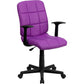 Mid-Back Purple Quilted Vinyl Swivel Task Office Chair With Arms By Flash Furniture | Office Chairs | Modishstore - 1