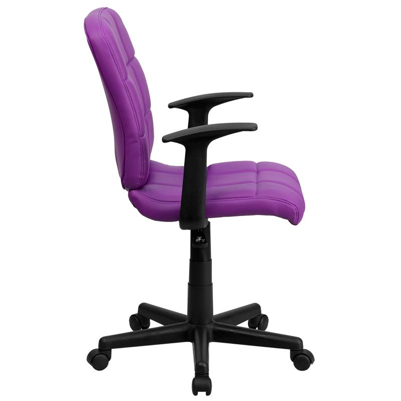 Mid-Back Purple Quilted Vinyl Swivel Task Office Chair With Arms By Flash Furniture | Office Chairs | Modishstore - 2