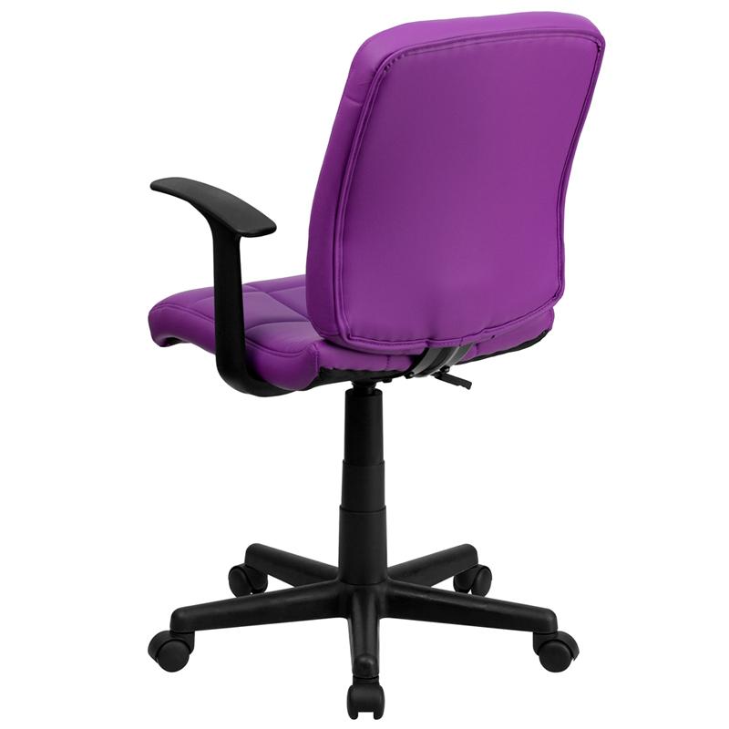 Mid-Back Purple Quilted Vinyl Swivel Task Office Chair With Arms By Flash Furniture | Office Chairs | Modishstore - 3