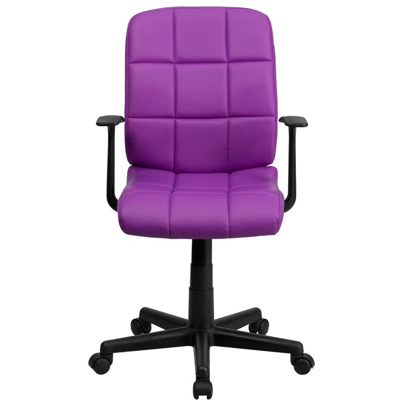 Mid-Back Purple Quilted Vinyl Swivel Task Office Chair With Arms By Flash Furniture | Office Chairs | Modishstore - 4