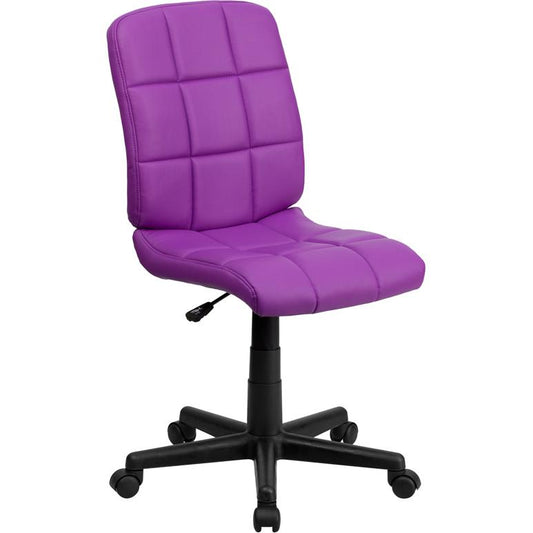Mid-Back Purple Quilted Vinyl Swivel Task Office Chair By Flash Furniture | Office Chairs | Modishstore