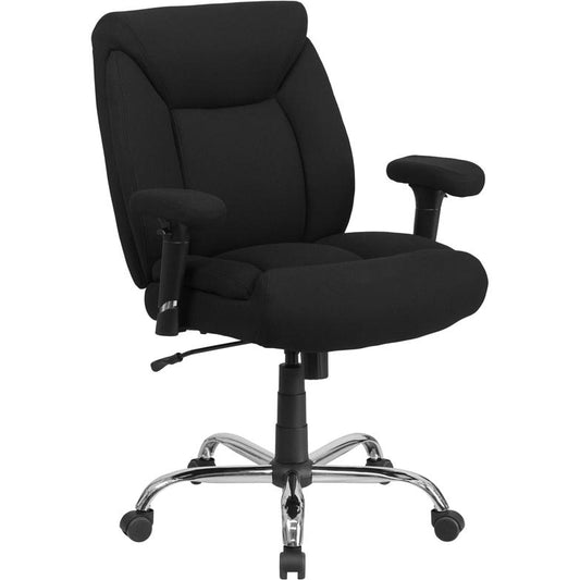 Hercules Series Big & Tall 400 Lb. Rated Black Fabric Deep Tufted Swivel Ergonomic Task Office Chair With Adjustable Arms By Flash Furniture | Office Chairs | Modishstore