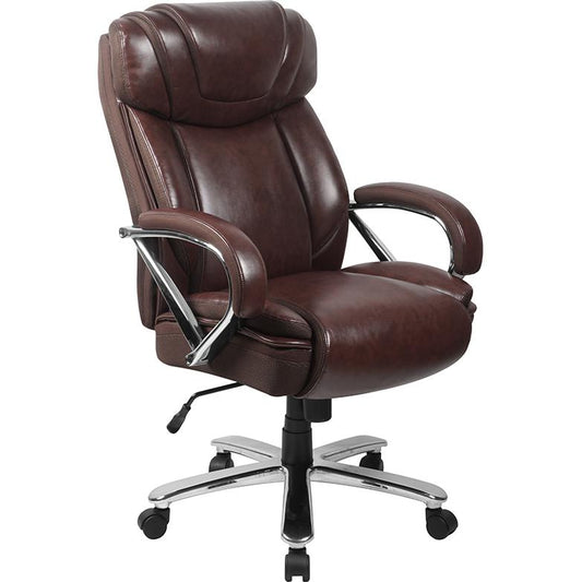 Hercules Series Big & Tall 500 Lb. Rated Brown Leathersoft Executive Swivel Ergonomic Office Chair With Extra Wide Seat By Flash Furniture | Office Chairs | Modishstore