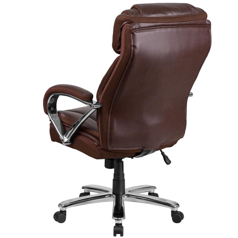 Hercules Series Big & Tall 500 Lb. Rated Brown Leathersoft Executive Swivel Ergonomic Office Chair With Extra Wide Seat By Flash Furniture | Office Chairs | Modishstore - 3