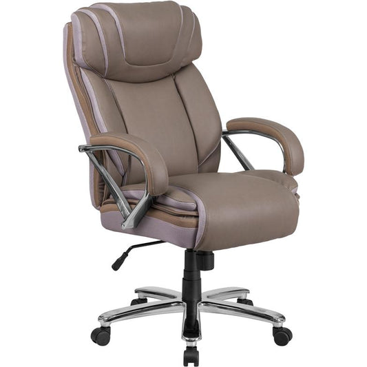 Hercules Series Big & Tall 500 Lb. Rated Taupe Leathersoft Executive Swivel Ergonomic Office Chair With Extra Wide Seat By Flash Furniture | Office Chairs | Modishstore