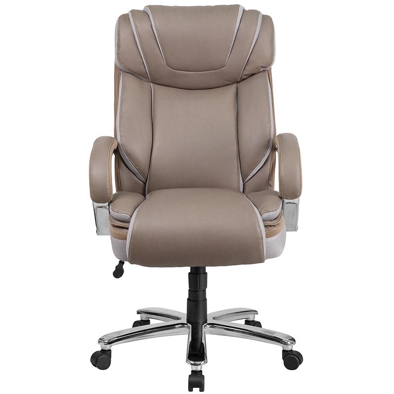 Hercules Series Big & Tall 500 Lb. Rated Taupe Leathersoft Executive Swivel Ergonomic Office Chair With Extra Wide Seat By Flash Furniture | Office Chairs | Modishstore - 4