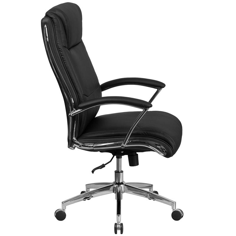 High Back Designer Black Leathersoft Smooth Upholstered Executive Swivel Office Chair With Chrome Base And Arms By Flash Furniture | Office Chairs | Modishstore - 2