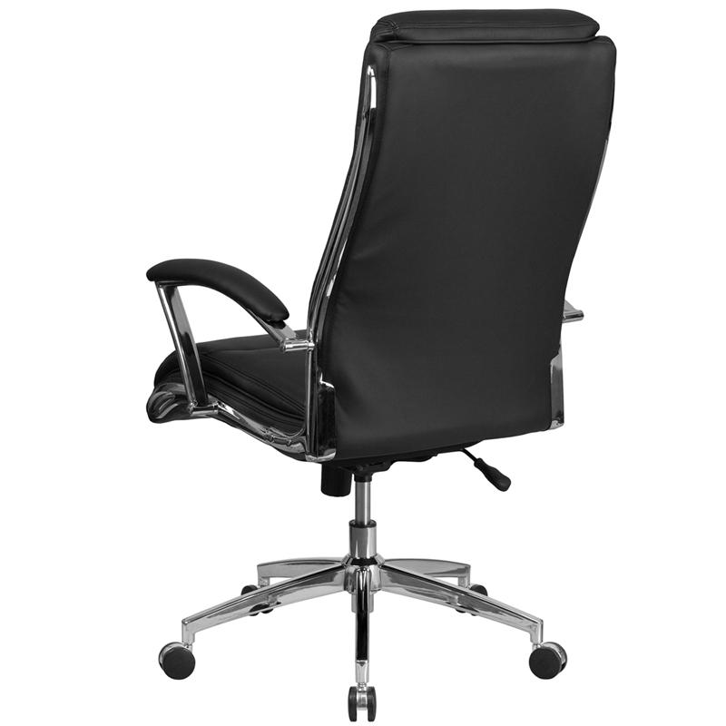 High Back Designer Black Leathersoft Smooth Upholstered Executive Swivel Office Chair With Chrome Base And Arms By Flash Furniture | Office Chairs | Modishstore - 3