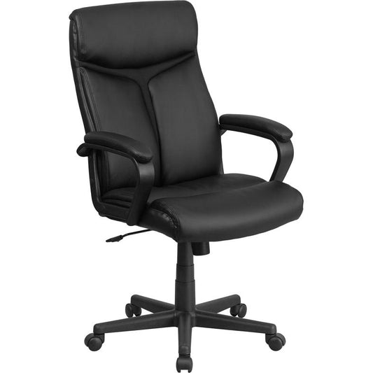 High Back Black Leathersoft Executive Swivel Office Chair With Slight Mesh Accent And Arms By Flash Furniture | Office Chairs | Modishstore - 1