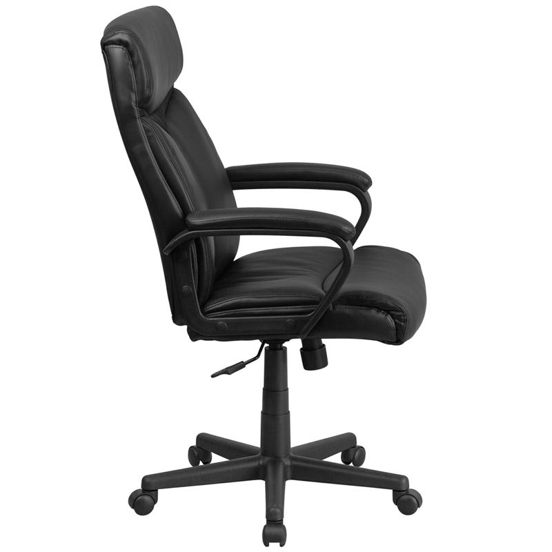 High Back Black Leathersoft Executive Swivel Office Chair With Slight Mesh Accent And Arms By Flash Furniture | Office Chairs | Modishstore - 2