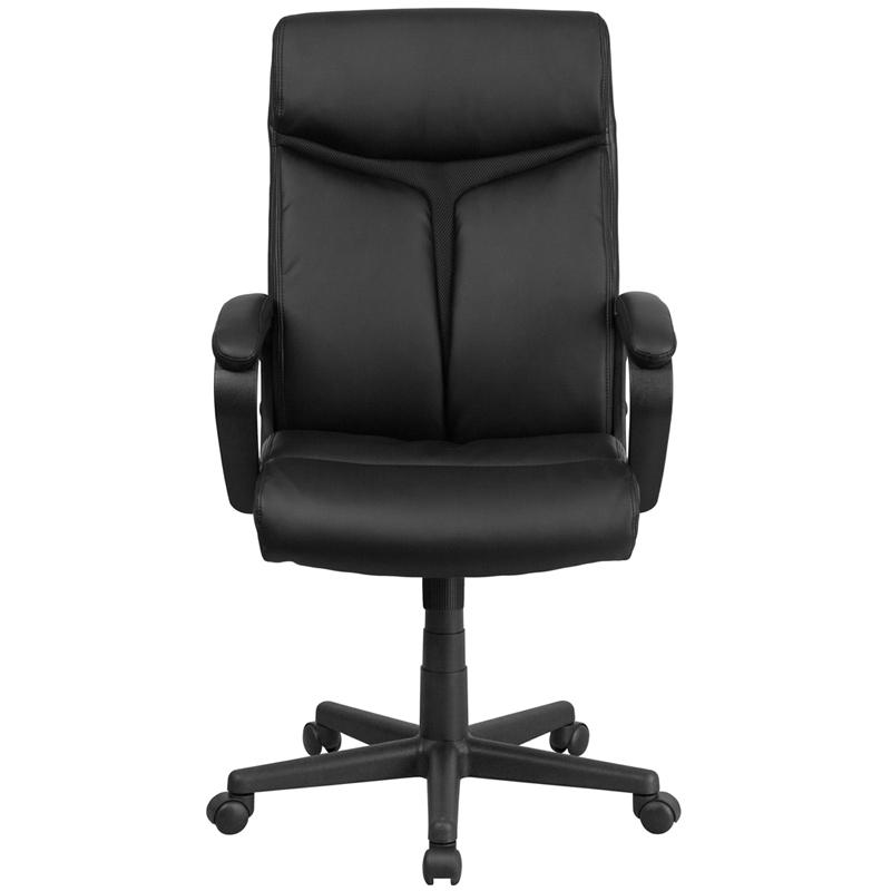 High Back Black Leathersoft Executive Swivel Office Chair With Slight Mesh Accent And Arms By Flash Furniture | Office Chairs | Modishstore - 4