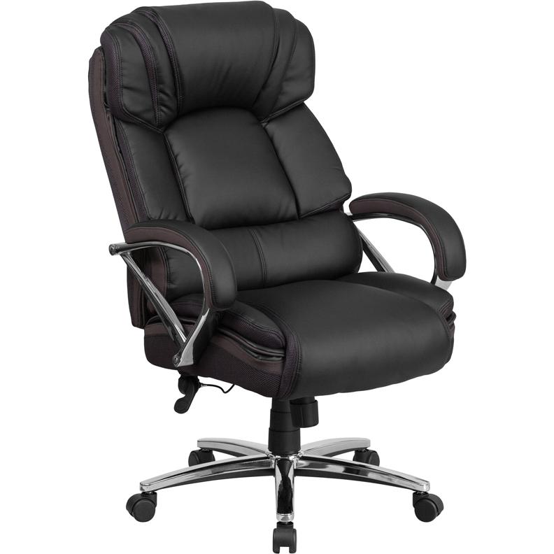 Hercules Series Big & Tall 500 Lb. Rated Black Leathersoft Executive Swivel Ergonomic Office Chair With Chrome Base And Arms By Flash Furniture | Office Chairs | Modishstore