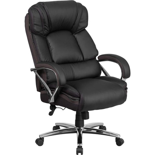 Hercules Series Big & Tall 500 Lb. Rated Black Leathersoft Executive Swivel Ergonomic Office Chair With Chrome Base And Arms By Flash Furniture | Office Chairs | Modishstore - 1