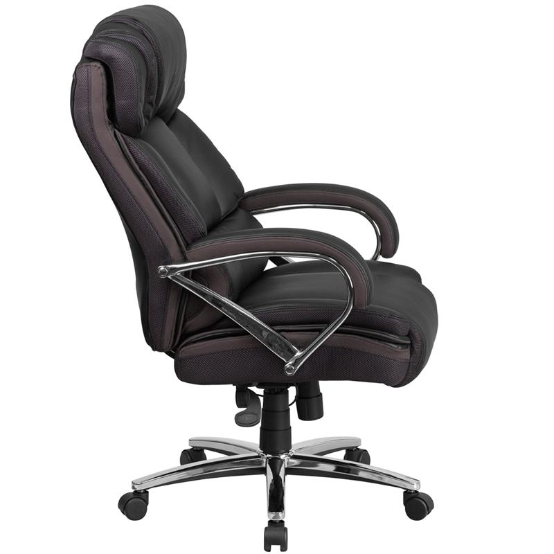 Hercules Series Big & Tall 500 Lb. Rated Black Leathersoft Executive Swivel Ergonomic Office Chair With Chrome Base And Arms By Flash Furniture | Office Chairs | Modishstore - 2