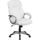 Mid-Back White Leathersoft Executive Swivel Office Chair With Padded Arms By Flash Furniture | Office Chairs | Modishstore - 1