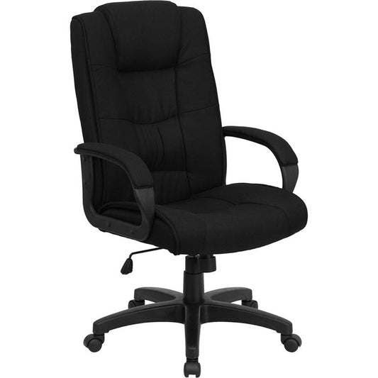 High Back Black Fabric Executive Swivel Office Chair With Arms By Flash Furniture | Office Chairs | Modishstore