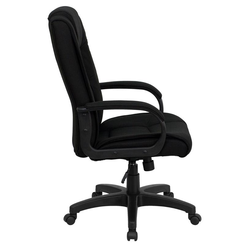 High Back Black Fabric Executive Swivel Office Chair With Arms By Flash Furniture | Office Chairs | Modishstore - 2