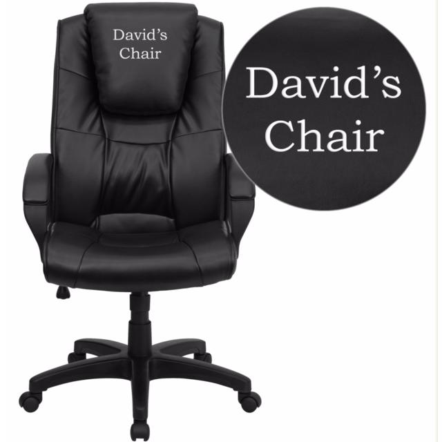 Dreamweaver Personalized Black Leather Executive Swivel Office Chair With Arms By Flash Furniture | Office Chairs | Modishstore