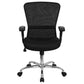 Mid-Back Black Mesh Contemporary Swivel Task Office Chair With Chrome Base And Adjustable Arms By Flash Furniture | Office Chairs | Modishstore - 4