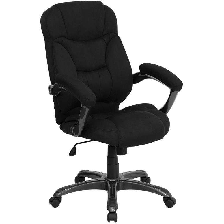 High Back Black Microfiber Contemporary Executive Swivel Ergonomic Office Chair With Arms By Flash Furniture | Office Chairs | Modishstore - 1