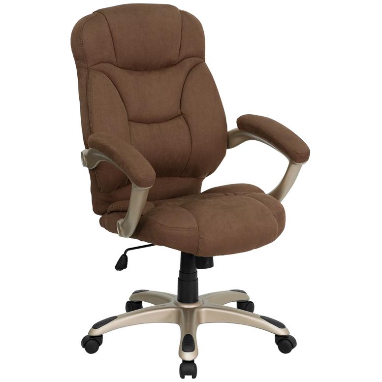 High Back Brown Microfiber Contemporary Executive Swivel Ergonomic Office Chair With Arms By Flash Furniture | Office Chairs | Modishstore - 1