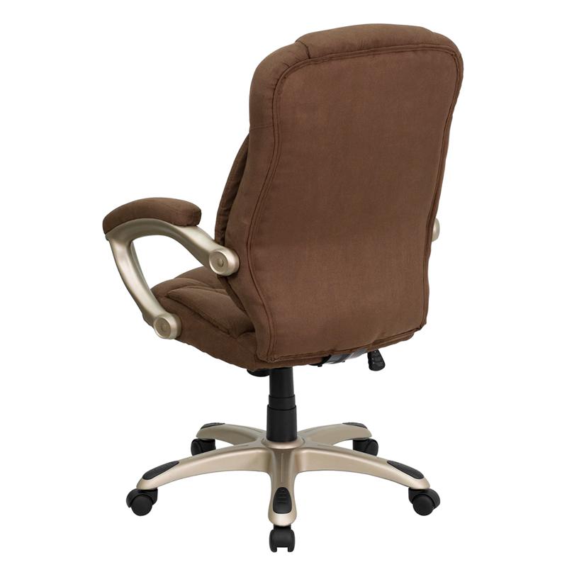 High Back Brown Microfiber Contemporary Executive Swivel Ergonomic Office Chair With Arms By Flash Furniture | Office Chairs | Modishstore - 3