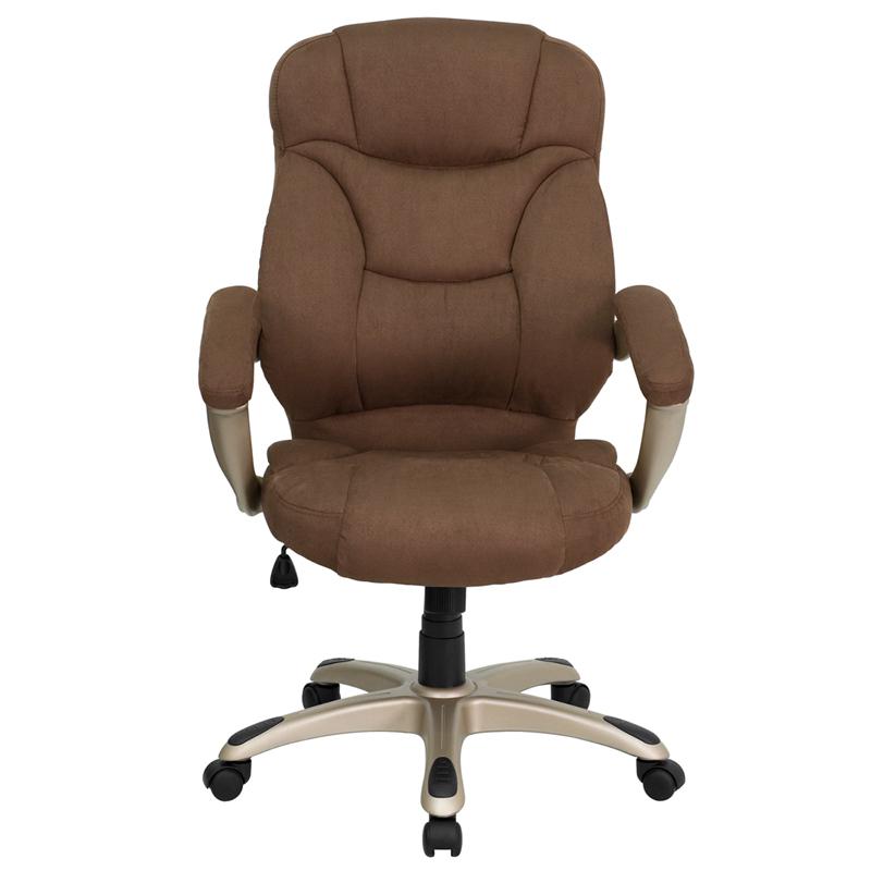 High Back Brown Microfiber Contemporary Executive Swivel Ergonomic Office Chair With Arms By Flash Furniture | Office Chairs | Modishstore - 4