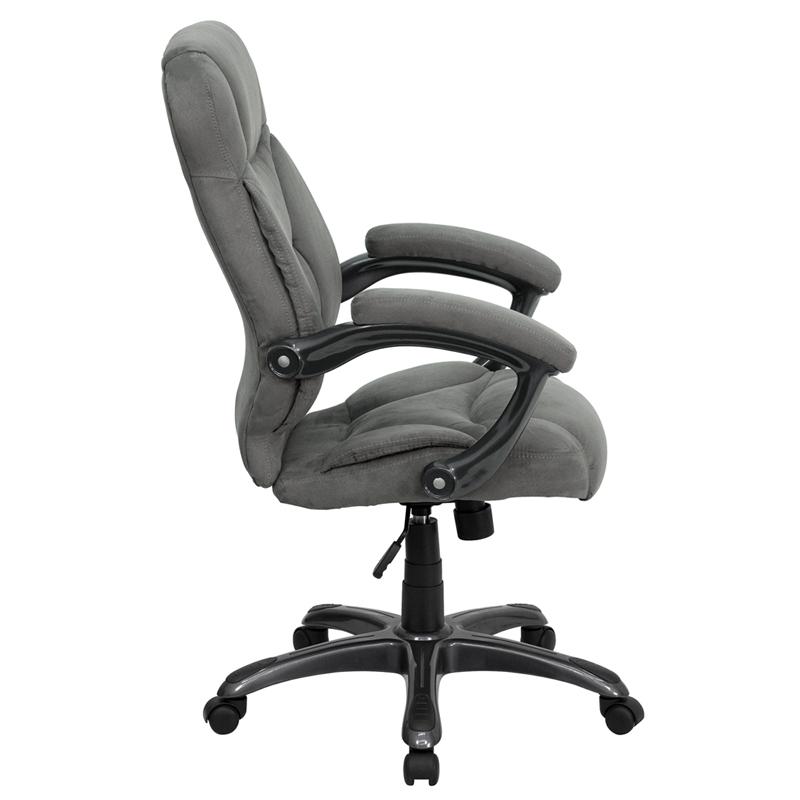 High Back Gray Microfiber Contemporary Executive Swivel Ergonomic Office Chair With Arms By Flash Furniture | Office Chairs | Modishstore - 2