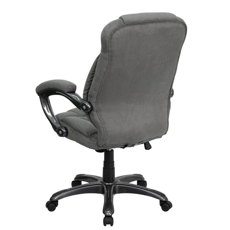 High Back Gray Microfiber Contemporary Executive Swivel Ergonomic Office Chair With Arms By Flash Furniture | Office Chairs | Modishstore - 3