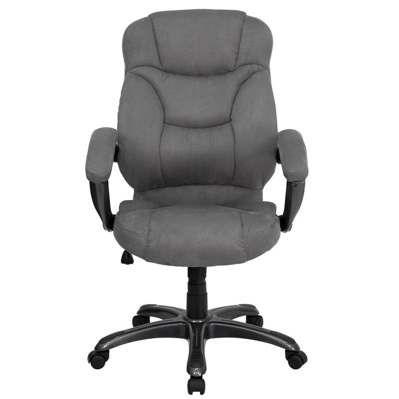 High Back Gray Microfiber Contemporary Executive Swivel Ergonomic Office Chair With Arms By Flash Furniture | Office Chairs | Modishstore - 4