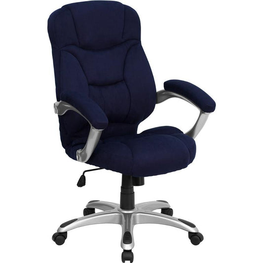 High Back Navy Blue Microfiber Contemporary Executive Swivel Ergonomic Office Chair With Arms By Flash Furniture | Office Chairs | Modishstore