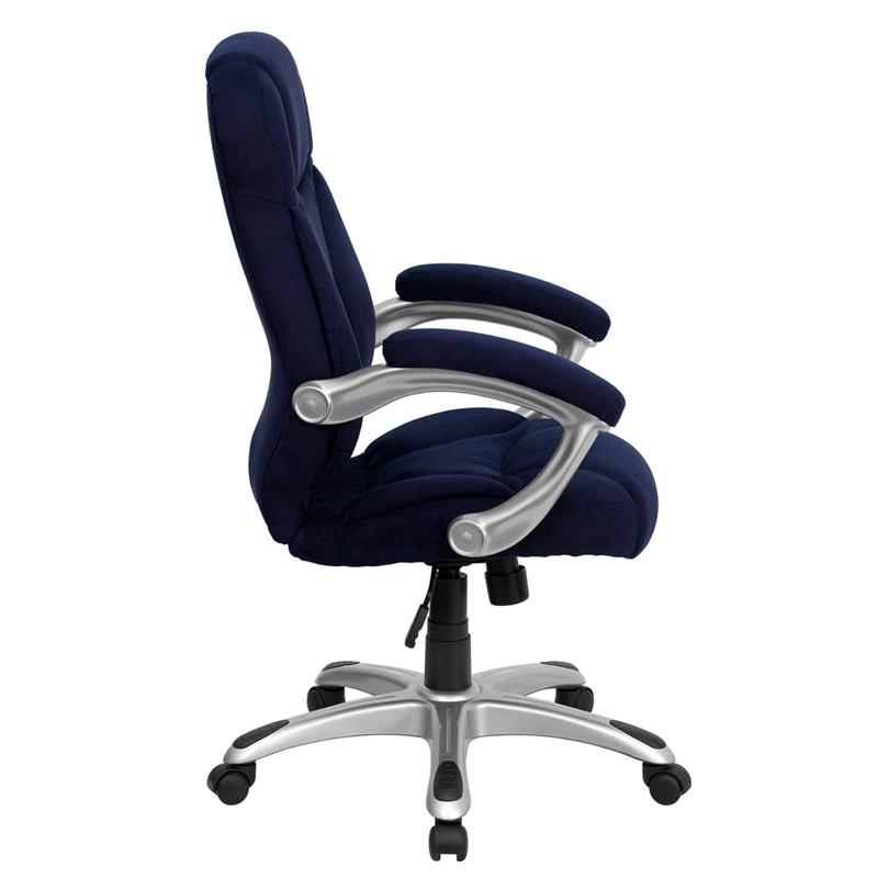 High Back Navy Blue Microfiber Contemporary Executive Swivel Ergonomic Office Chair With Arms By Flash Furniture | Office Chairs | Modishstore - 2