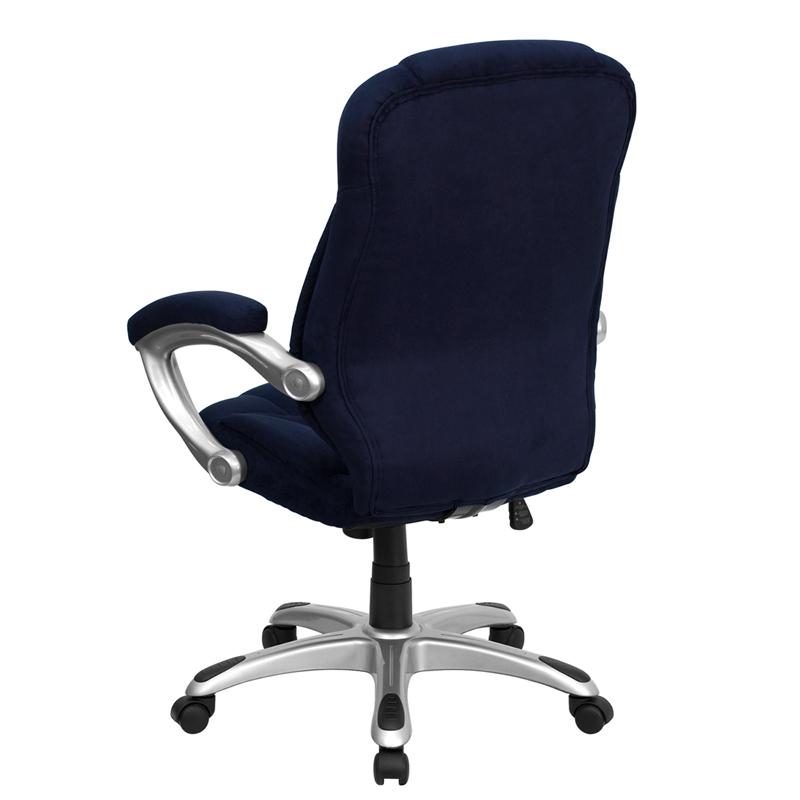 High Back Navy Blue Microfiber Contemporary Executive Swivel Ergonomic Office Chair With Arms By Flash Furniture | Office Chairs | Modishstore - 3