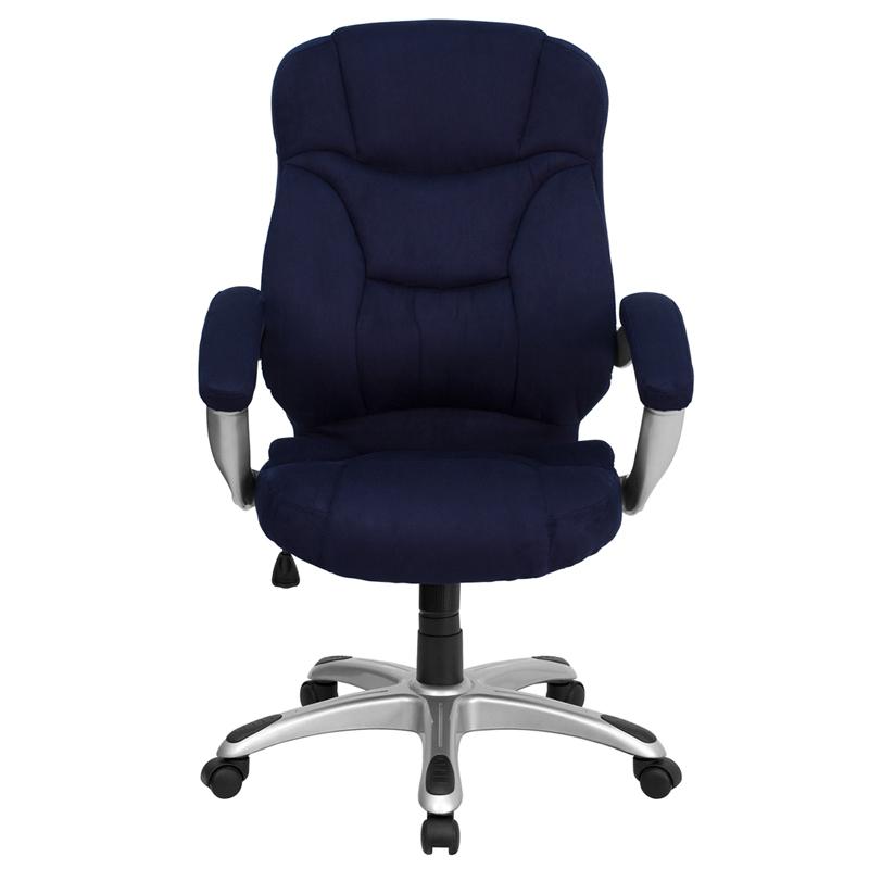 High Back Navy Blue Microfiber Contemporary Executive Swivel Ergonomic Office Chair With Arms By Flash Furniture | Office Chairs | Modishstore - 4