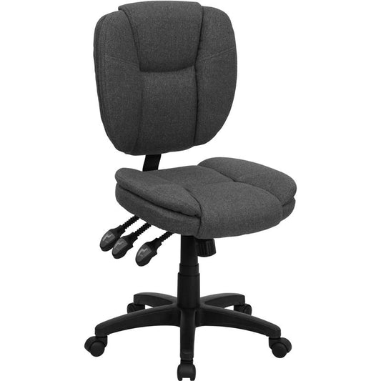 Mid-Back Gray Fabric Multifunction Swivel Ergonomic Task Office Chair With Pillow Top Cushioning By Flash Furniture | Office Chairs | Modishstore
