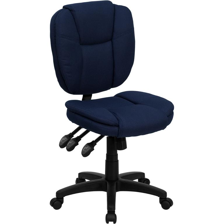 Mid-Back Navy Blue Fabric Multifunction Swivel Ergonomic Task Office Chair With Pillow Top Cushioning By Flash Furniture | Office Chairs | Modishstore - 1