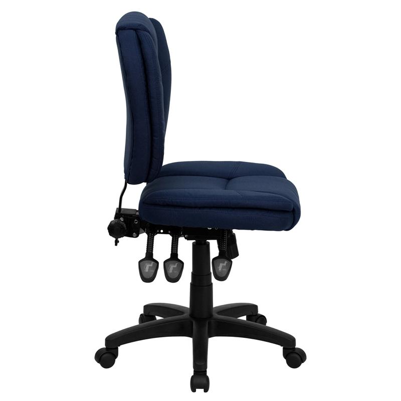 Mid-Back Navy Blue Fabric Multifunction Swivel Ergonomic Task Office Chair With Pillow Top Cushioning By Flash Furniture | Office Chairs | Modishstore - 2