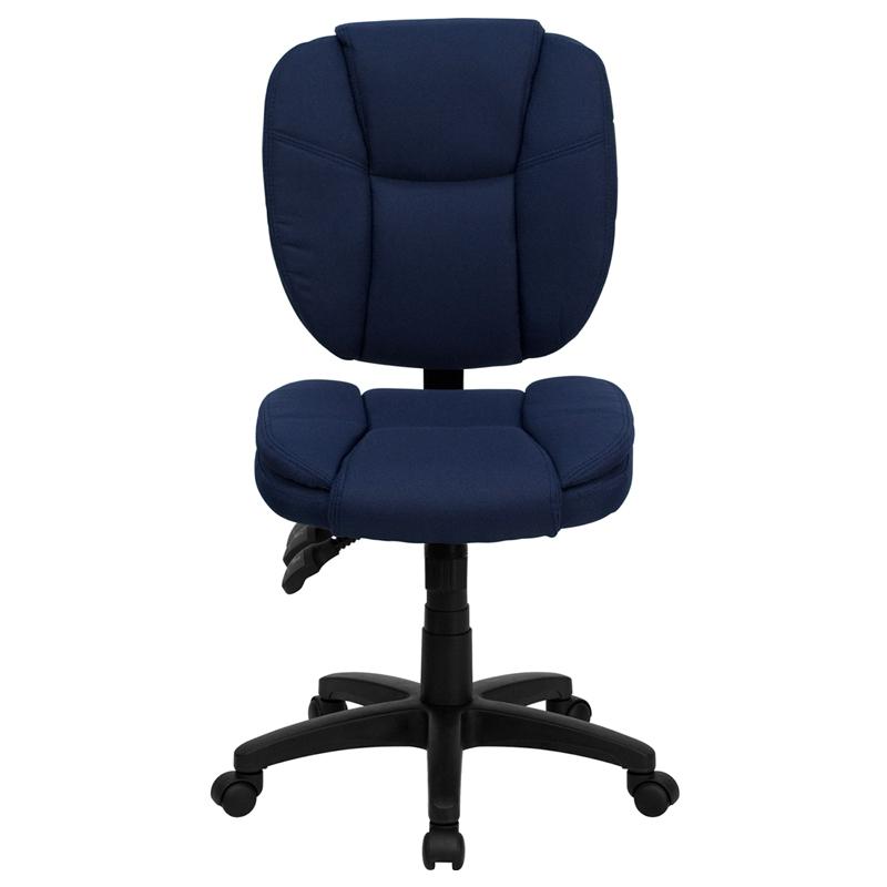 Mid-Back Navy Blue Fabric Multifunction Swivel Ergonomic Task Office Chair With Pillow Top Cushioning By Flash Furniture | Office Chairs | Modishstore - 4