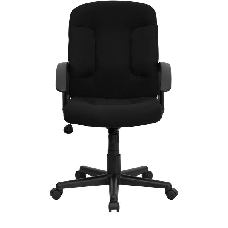 Mid-Back Black Fabric Executive Swivel Office Chair With Nylon Arms By Flash Furniture | Office Chairs | Modishstore - 4
